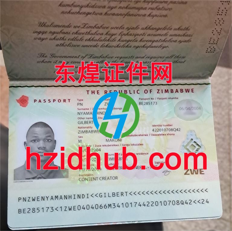 制作高仿津巴布韦护照